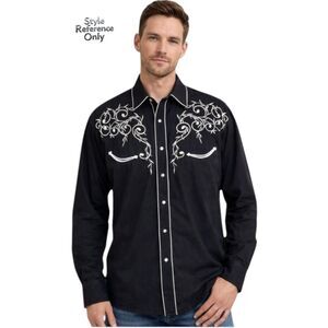 Western Express Black Embroidered Pearl Snap Western Shirt Size Large